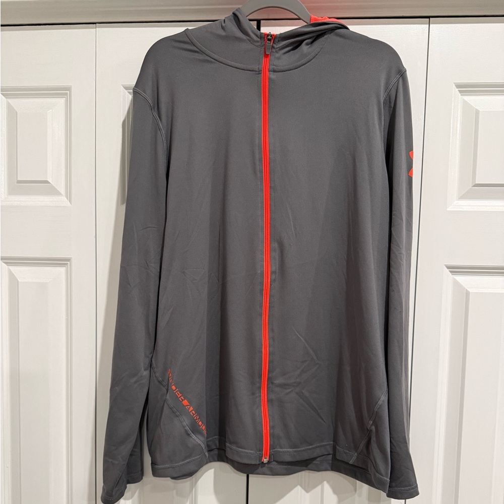 Under Armour Orange and Gray Zip Up Hoodie-Active Wear